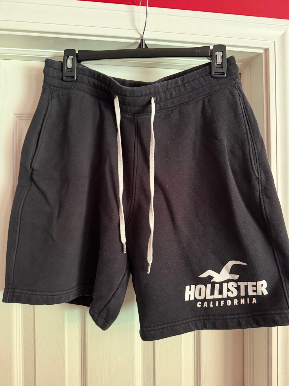 Hollister Black Athletic Sweat Shorts with White Drawstring
